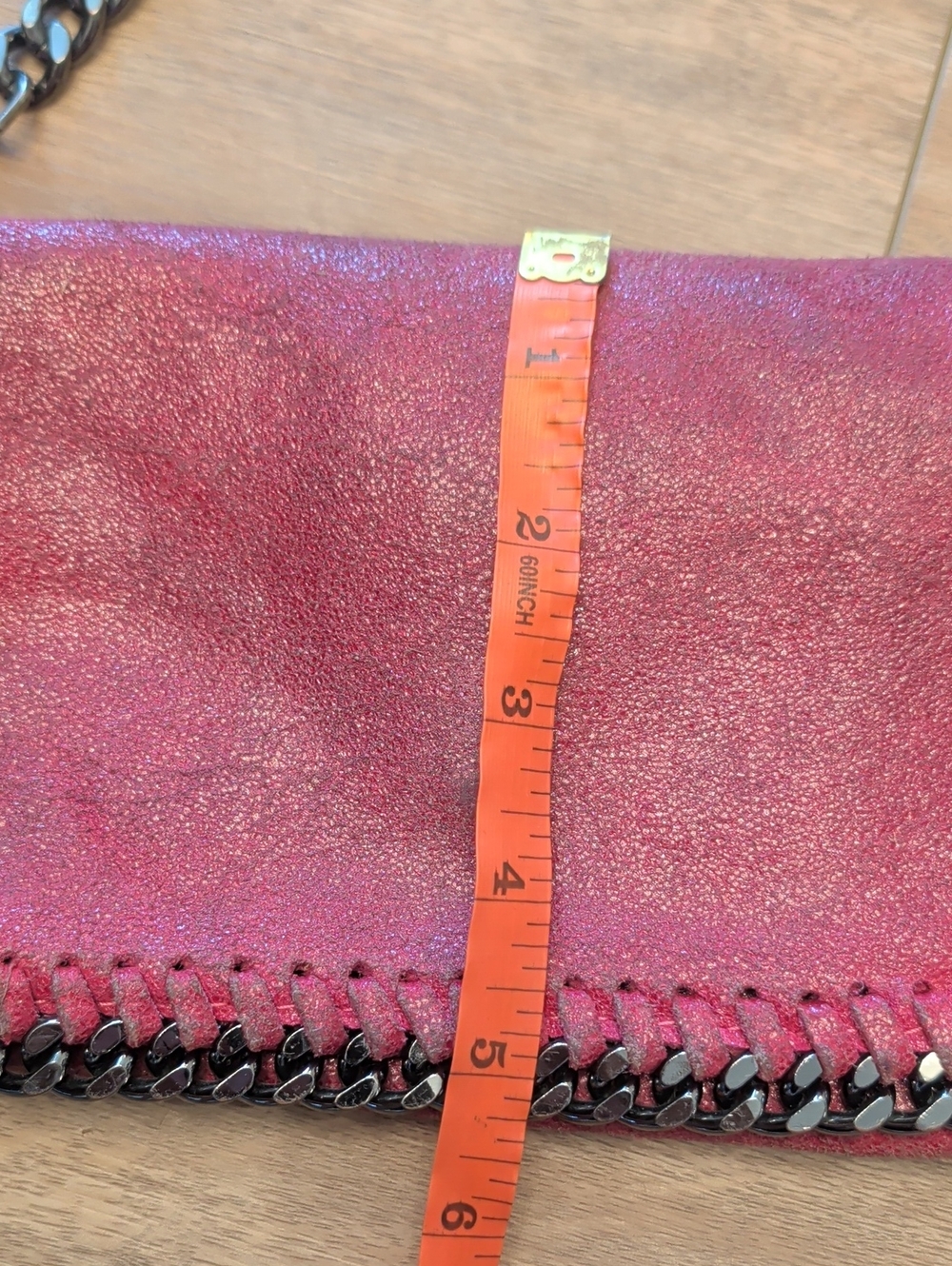 Pink Leather Chain-Trim Crossbody Bag - Picture 4 of 8
